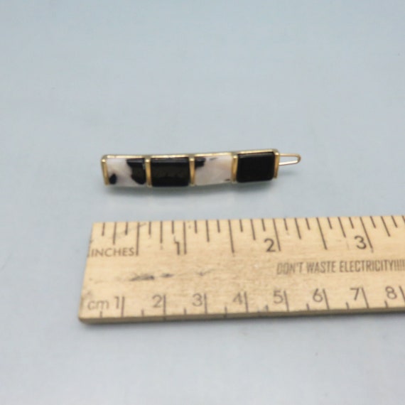 Vintage Black and White Lucite Hair Barrette - image 2