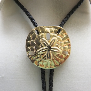 Handmade Golden Sand Dollar Design Bolo Tie, Made in Montana