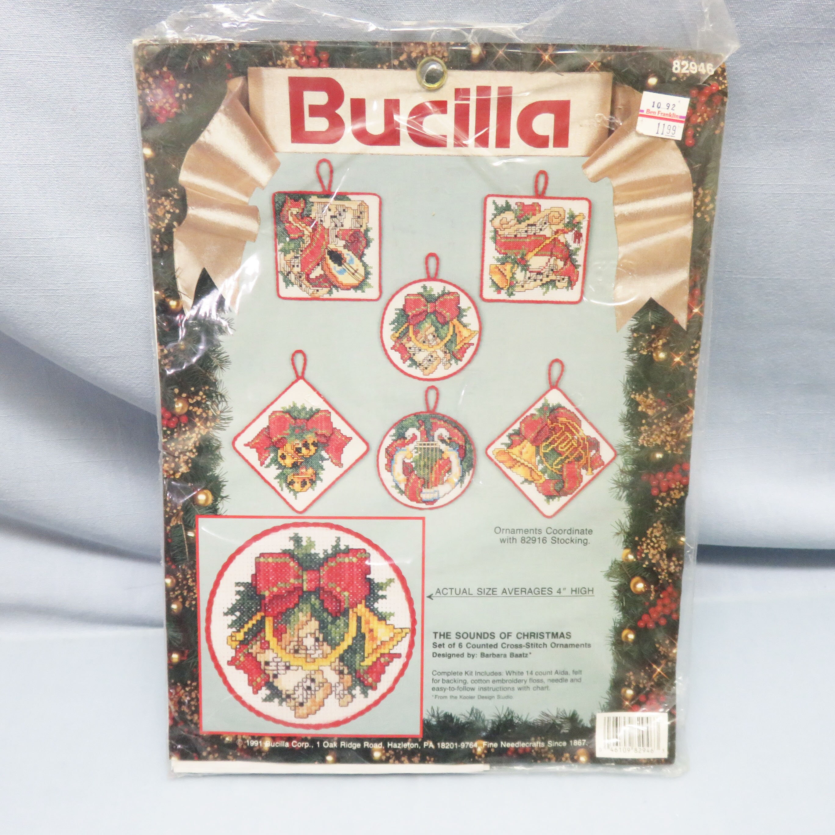 thumbnail image 2 of Bucilla Counted Cross Stitch Christmas Ornaments Kit - Sounds Of Christmas Musical Instruments 2 of 14