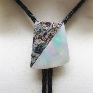 Mother of Pearl, Abalone Shell Bolo Tie, Handmade Rockin&#39; JK,