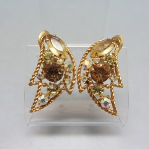 Leaf Shaped Rhinestone Clip On Earrings, Elegant Emmons Clip On Earrings