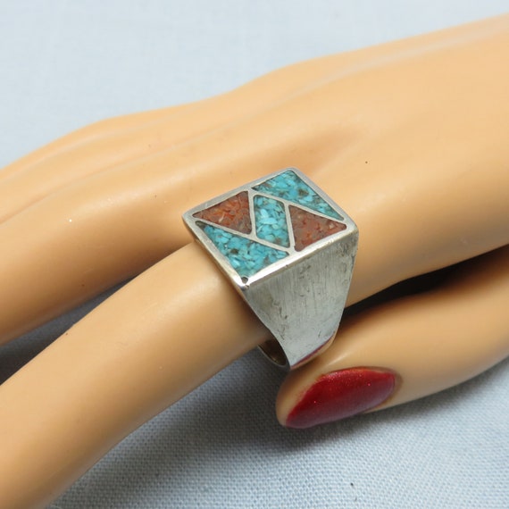 Sterling Silver Native American Coral and Turquoi… - image 6