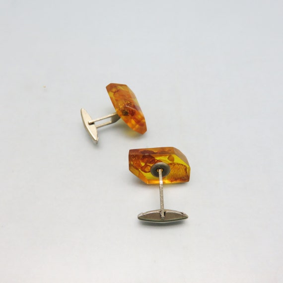 Gorgeous Real Amber Vintage Cuff Links - image 4