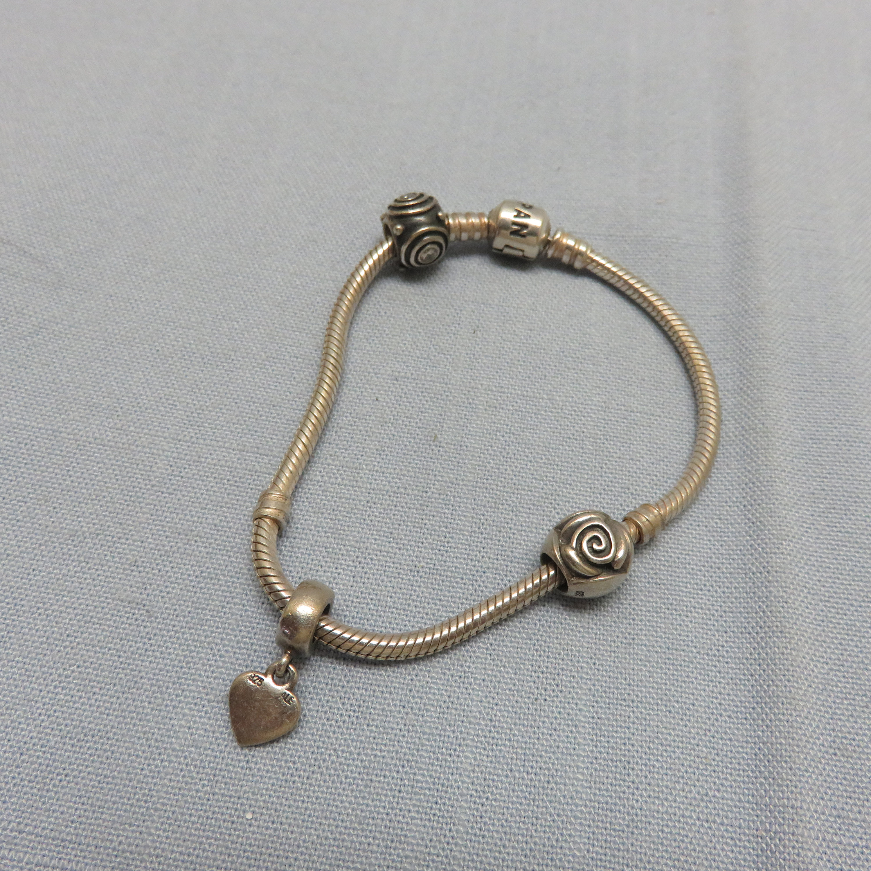 Vintage Sterling Silver Pandora Charm Bracelet 7 Inch Etsy