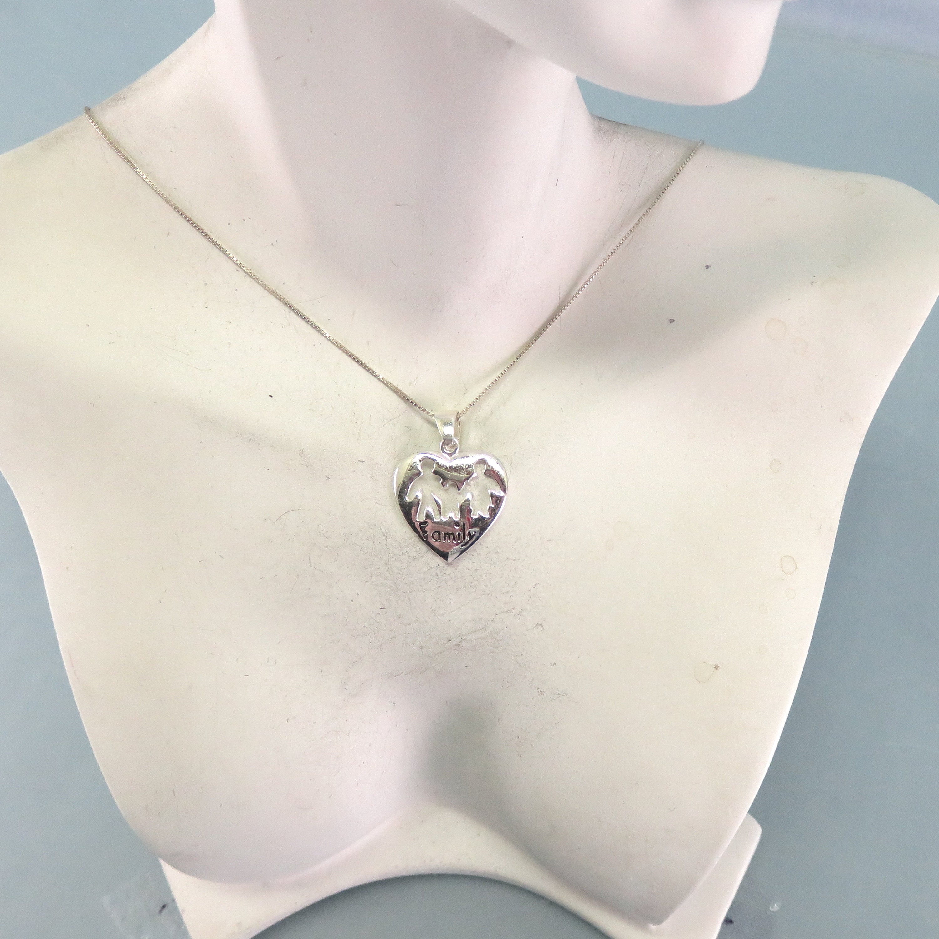 Sweet Sterling Silver Mother, Father and Child Pendant and Chain