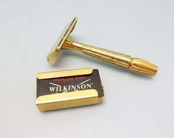 Classy Gold Plated Shaving Razor and Razor Blade Holder*