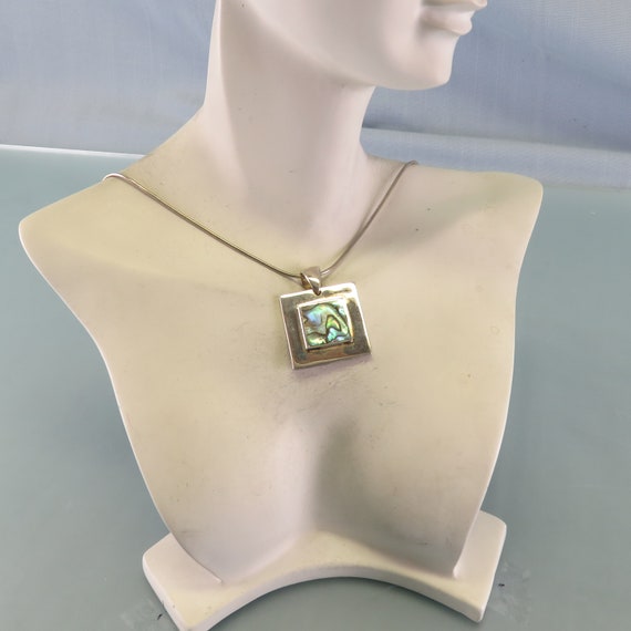 Modern Abalone Shell Pendant and Chain, MINT, Vin… - image 7