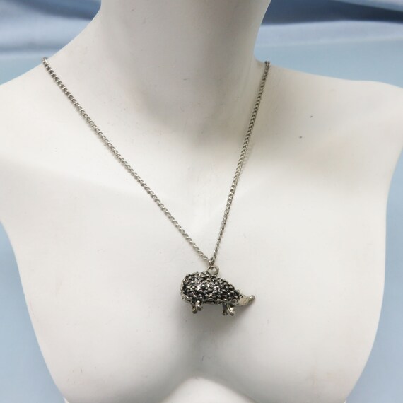 Three Dimensional  Silver Plated Hedgehog  Pendan… - image 3