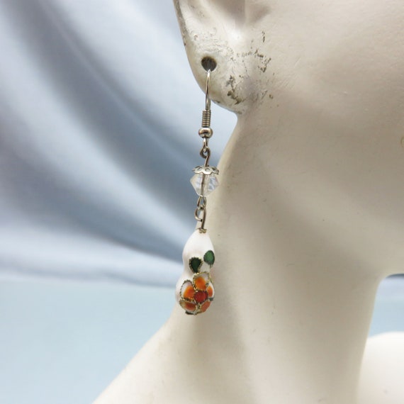 Vintage 1980s Cloisonne' Bead Pierced Earrings,  … - image 5