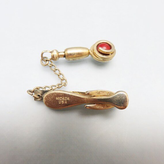 Vintage Golden Swirl and Cranberry Bead Tie Clasp… - image 5