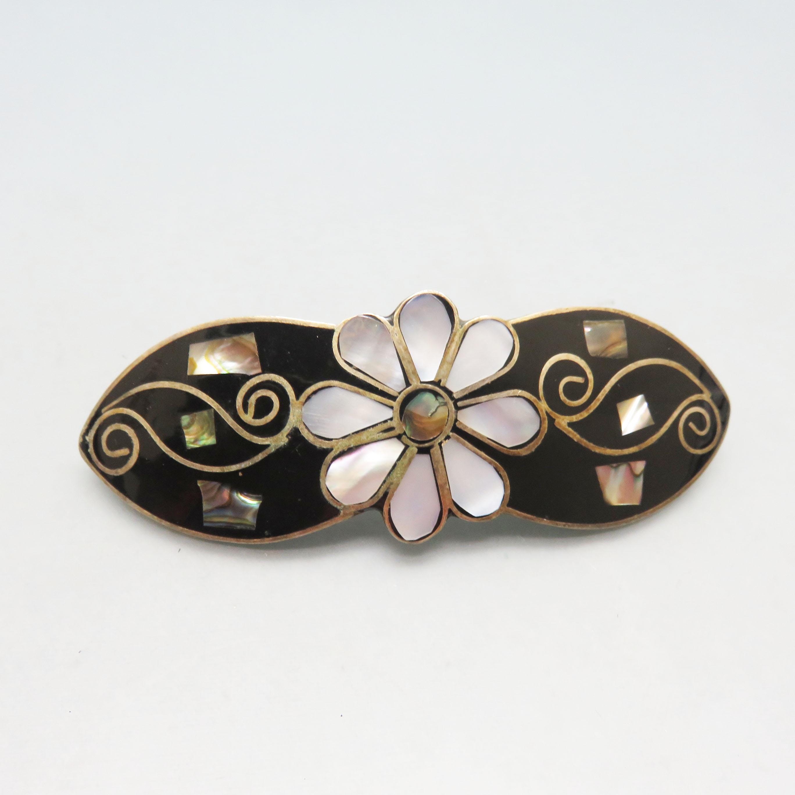 Abalone & Mother of Pearl Hair Barrette: Alpaca Silver  display picture 3
