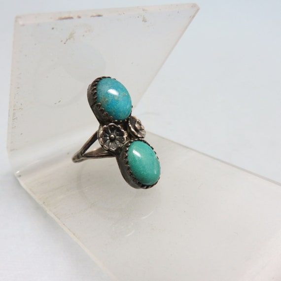 Vintage Native American Double Turquoise Stone St… - image 2