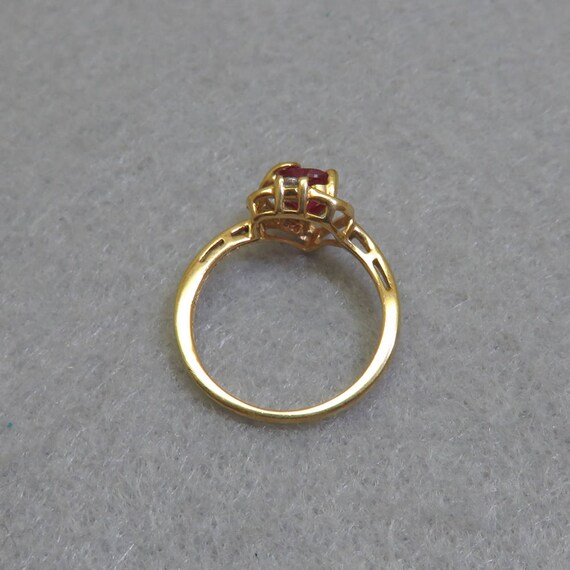 Vintage Ruby Gold Vermeil Ring, Size 7, Lab Creat… - image 7