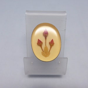 Sterling and  Rosebuds in Resin  Flower Brooch or Pendant
