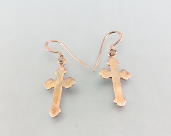 Vintage Sterling Silver Cross Pierced Earrings