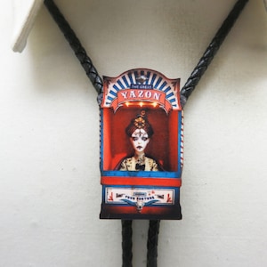 Circus Fortune Teller Wood Bolo Tie, Non Western Bolo Tie