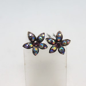 Pair Victorian Look Rhinestone Bobby or Hair Pin, Vintage Blue Green Rhinestones