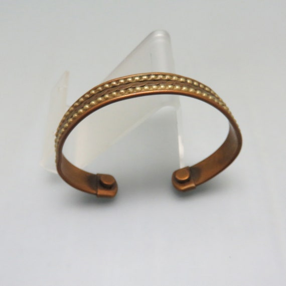 Pure Copper and Silver Cuff Bracelet, Hand Embosse