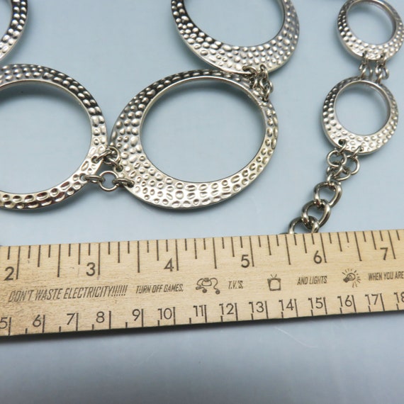 Vintage 1980s Silver Dimpled Ovals Metal Belt, 39… - image 3