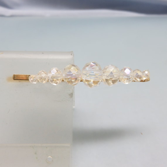 Clear Crystal Beaded Bobby Pin, Vintage Bobby or … - image 2