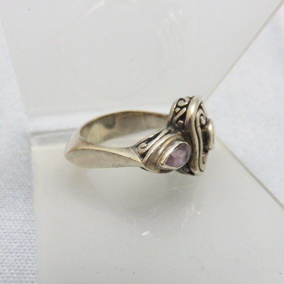 Chunky Ethnic Look Sterling Silver Amethyst  Ring… - image 4