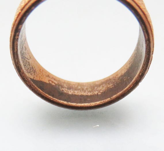 Vintage Solid Copper Ring: Size 5, Diamond Cut, 1… - image 4