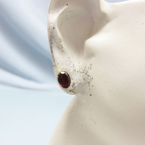 Garnet Pendant Necklace Earring Set , 10K Gold Pl… - image 3