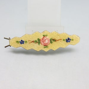 1960s Yellow  Guilloche Enamel Hair Barrette, 3 Inches Long