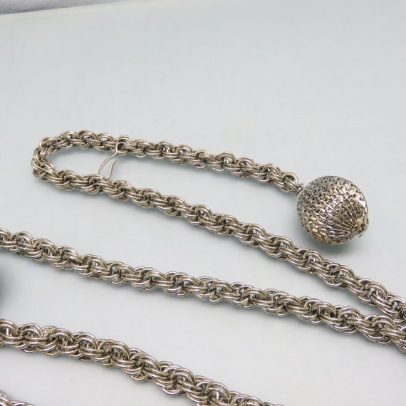 1960s Silver Chain Lariat or Sautoir Necklace, Al… - image 2