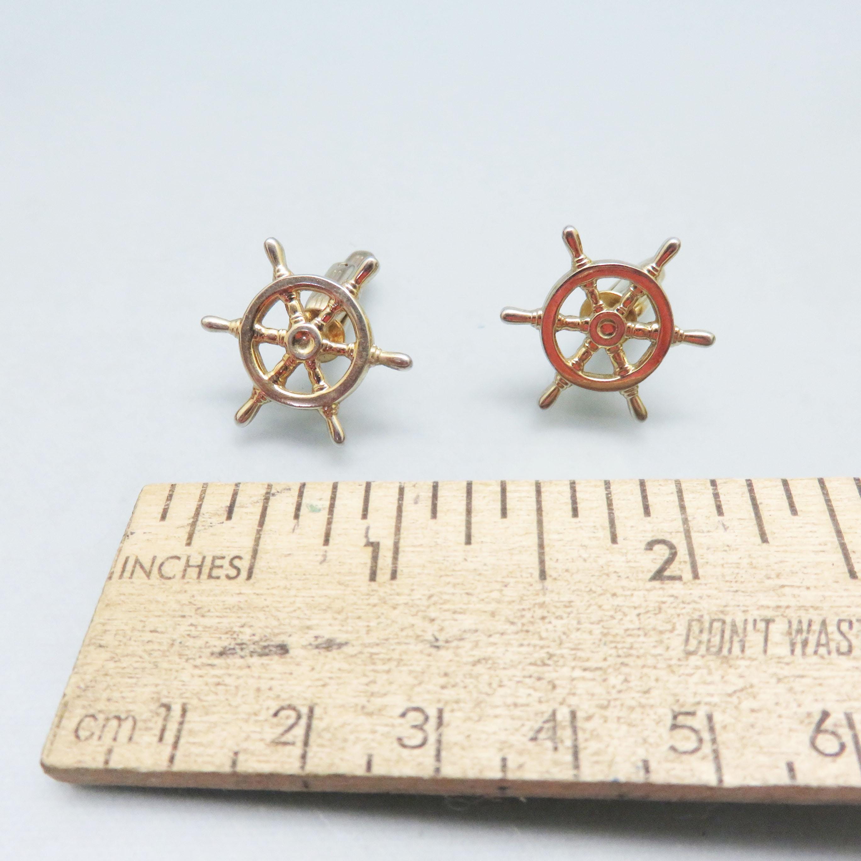 Golden Metal Ship's Wheel Vintage Hickok Cufflinks * - Etsy