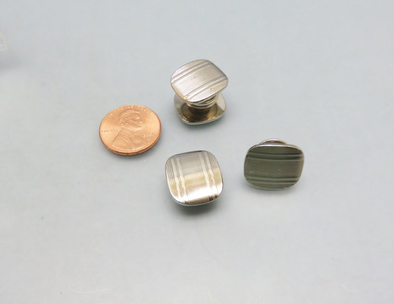 Snap Link Vintage Silvertone Metal Cuff Links, Vintage* image 4
