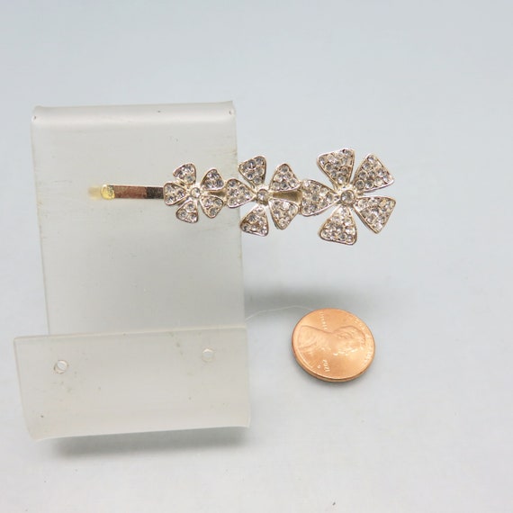 Rhinestone Flower Trio Bobby or Hair Pin, Vintage… - image 3