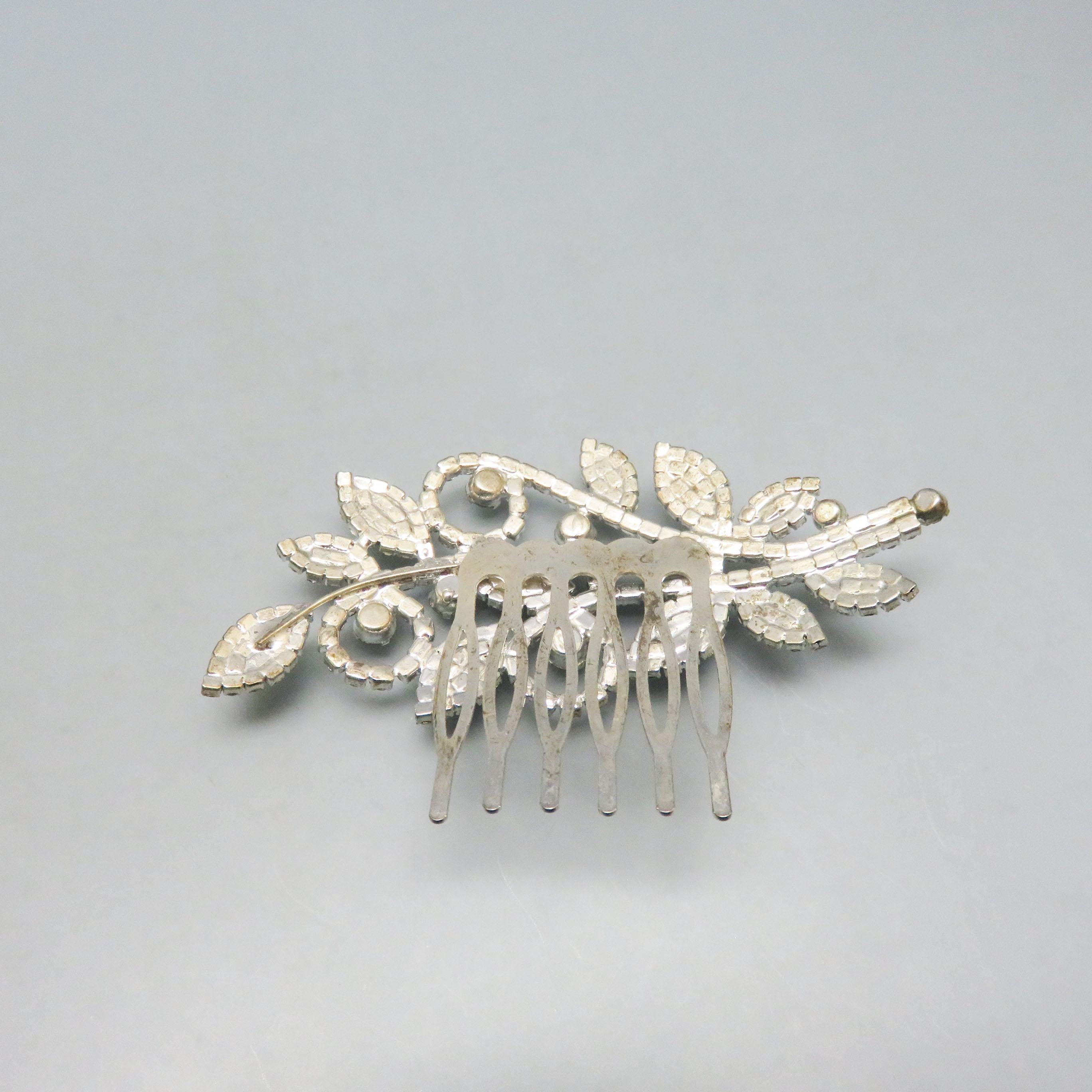Vintage Blue Moonstone Aurora Borealis Rhinestone Hair Barrette 1950s Aurora Borealis Necklace belonged to Kevin main image 4
