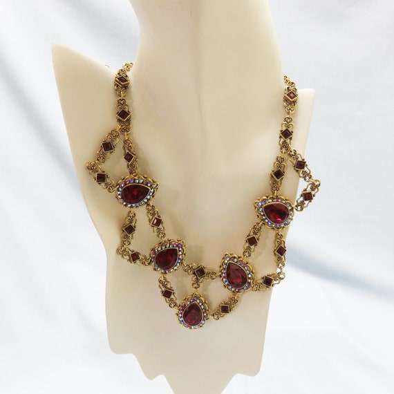 Incredible Red Rhinestone Renaissance Look Vintag… - image 4