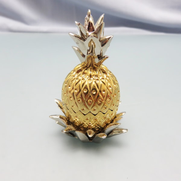 Lenox Pineapple Trinket Box, Silver and Goldtone Metals*