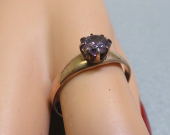Gold Plated Purple Cubic Zirconia Ring, Size 10.75