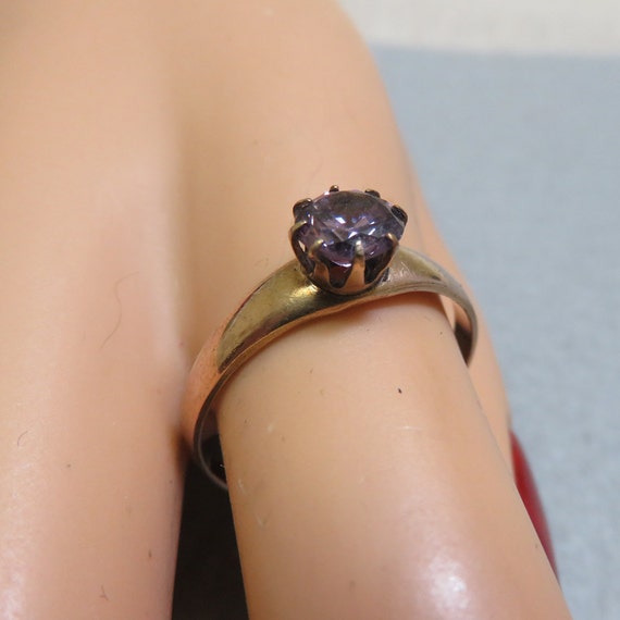 Gold Plated  Purple Cubic Zirconia Ring,  Size 10… - image 1