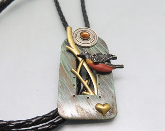 Trending Concho Bolo Tie Western Jewelry Silver Antique w Scandalous Blue Enamel Gift Her Him Boyfriend Girlfriend American Made #80172-1
