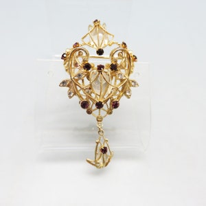 Edwardian Style Purple Rhinestone Brooch or Pin, Elegant Vintage Brooch