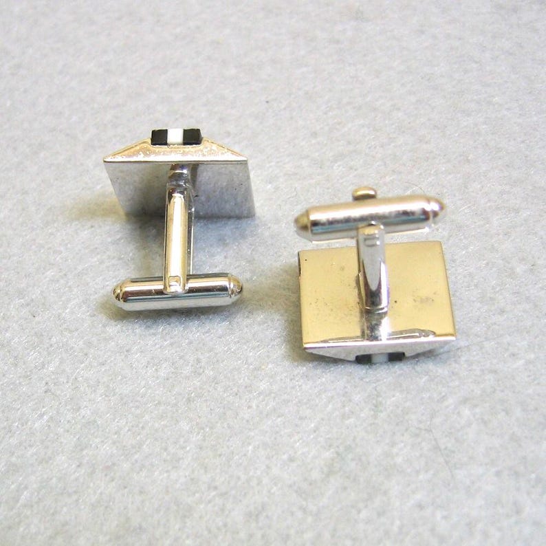 Black and White Checkered Glass Cuff LInks, Modern Design, Mint, Dante' image 2