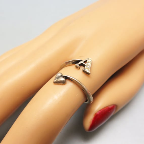 Sterling Silver Initial A Ring: Vintage Adjustabl… - image 4
