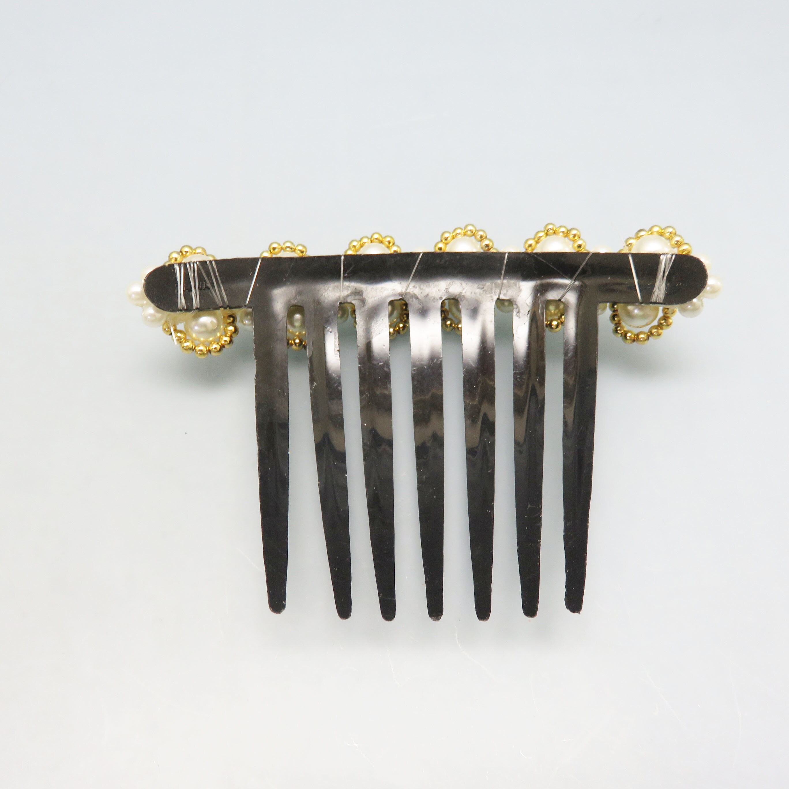 Vintage Hair Comb Black Metal with Yellow Bead Spiral French Style Amazon.com : 8 Pack Vintage Hair Side Combs for Women  main image 2