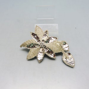 Vintage Silver Sequin Hair Barrette,  Bride or New Year&#39;s Eve Barrette