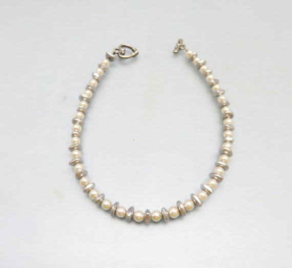 Vintage Handmade Faux Pearl Ankle Bracelet, Delic… - image 1