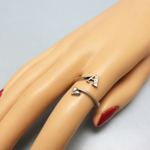 Sterling Silver Initial A Ring: Vintage Adjustabl… - image 3