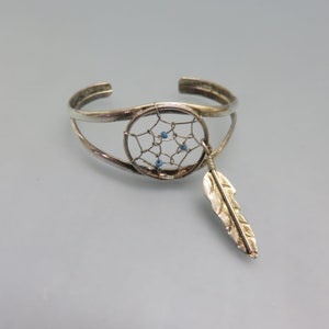 Bracelet manchette capteur de rêves, bracelet manchette sud-ouest, argent alpaga