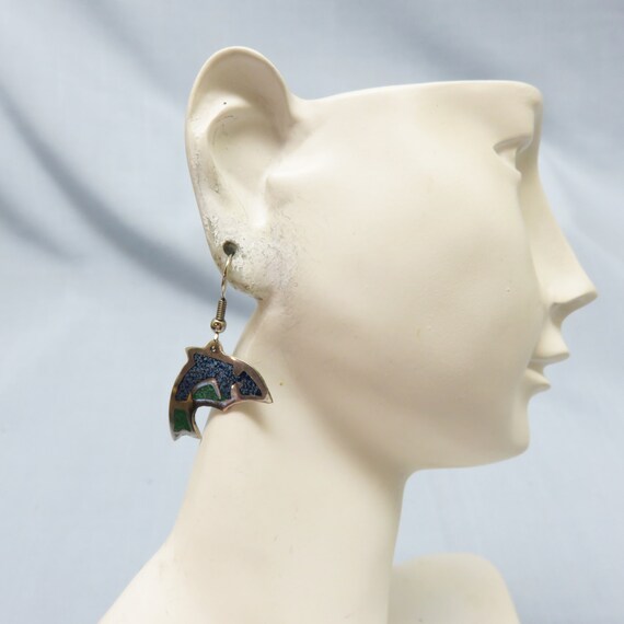 Pierced Earrings, Dolphin, Turquoise and Sodalite… - image 4