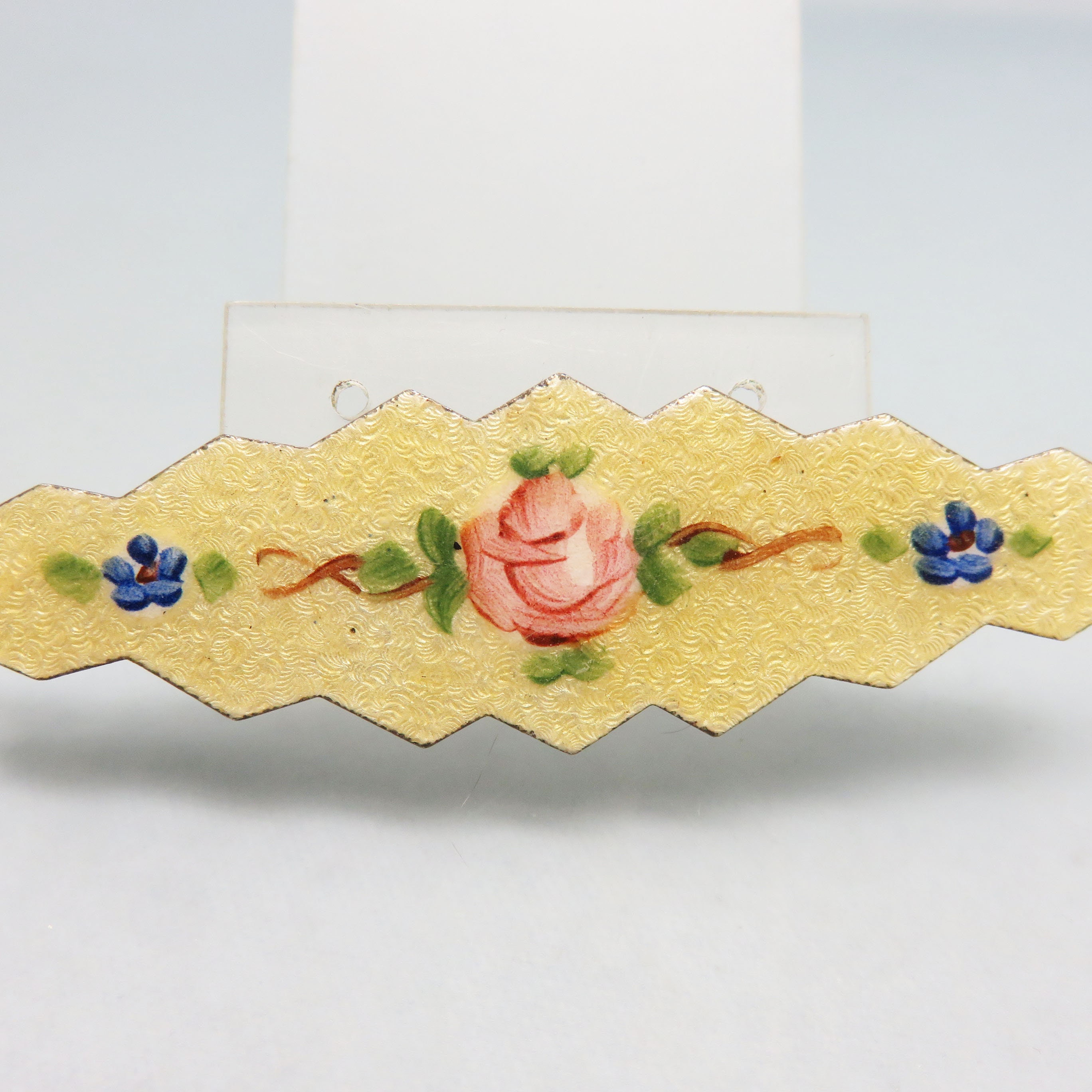 Vintage 1960s White Floral Guilloche Enamel Hair Barrette Vintage Enameled Guilloche Barrette - Etsy main image 3