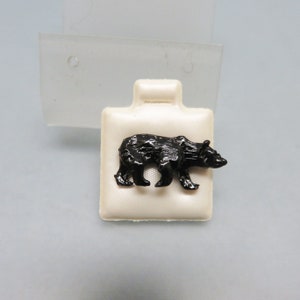 Vintage Black Enamel Grizzly Bear Lapel Pin - 1980s