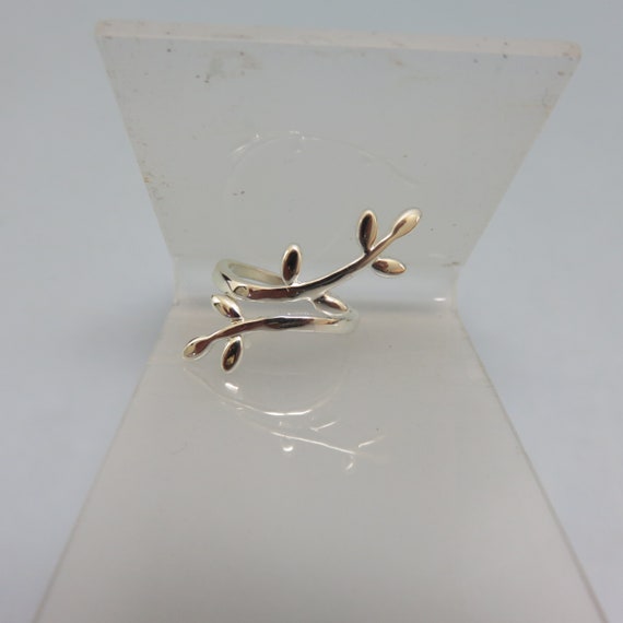 Vintage Silvery Rhodium Plated Viney Leaf By Pass… - image 1